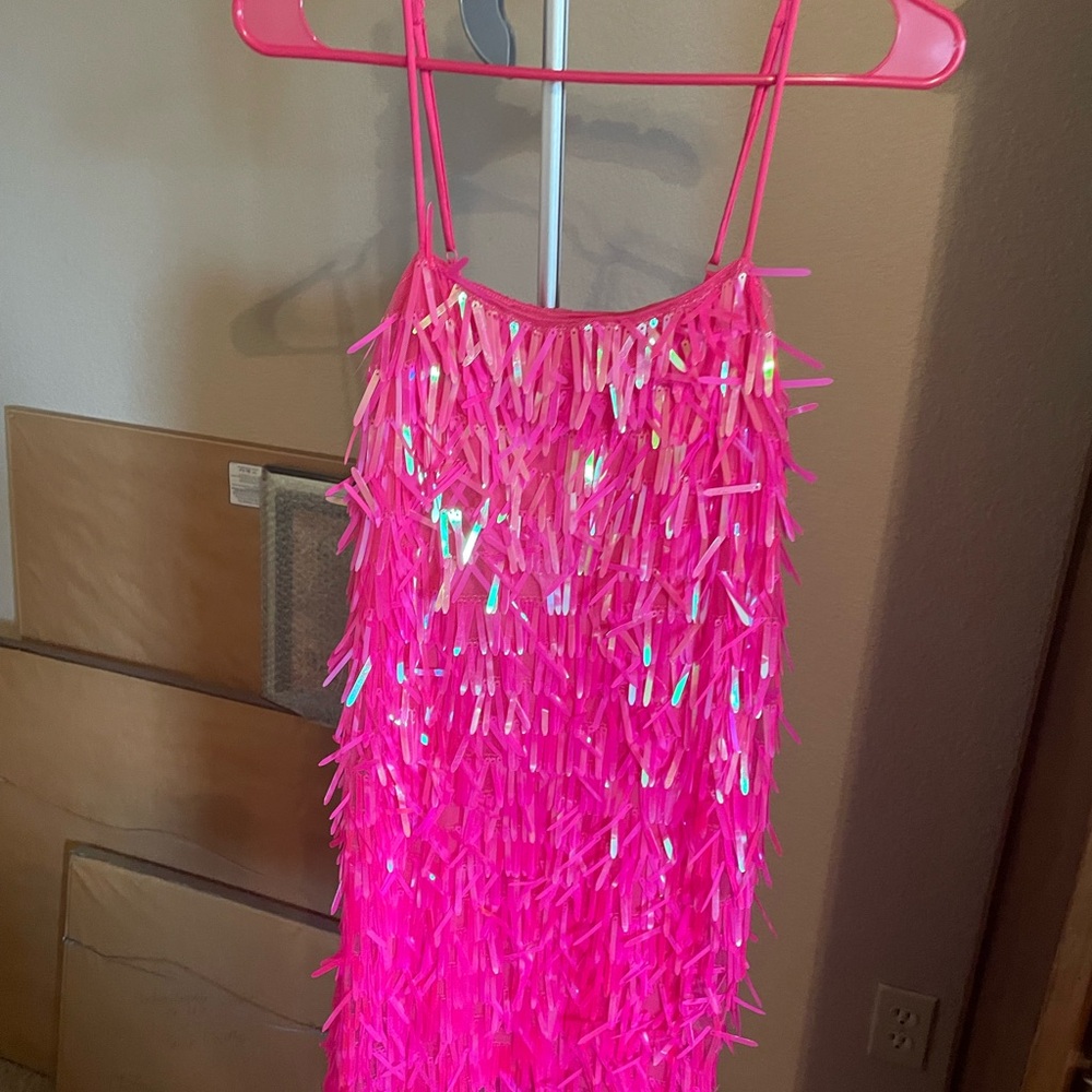 Vibrant Pink Fringe Dress